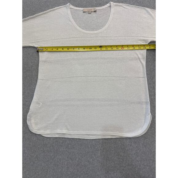 Ann Taylor Loft Soft Linen Blend White Blouse with  Design Detail - Size Medium - Picture 4 of 8